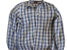 UNTUCKit Shirt Mens MEDIUM Blue Slim fit Button up Long Sleeve Plaid Cotton - £17.38 GBP