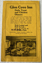 Glen Cove Inn Daily Trout &amp; Chicken Dinners Vintage Menu Booklet Pikes P... - £6.16 GBP