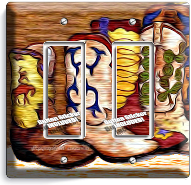 COWBOY BOOTS SOUTHERN AMERICANA DOUBLE GFCI LIGHT SWITCH WALL PLATE WOMENS DECOR