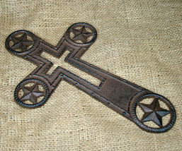 Cast Iron Country Western Inspirational Cross with Stars - £13.56 GBP