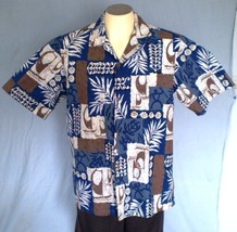 Hawaii XL Button Down  Hawaiian Shirt with Pocket Geometric Tribal - £19.55 GBP