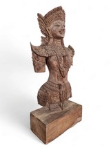 Thaïlande Sculpture sur Bois 90cm Antique Statuette Thai Antiquité Teck Massif - £665.69 GBP