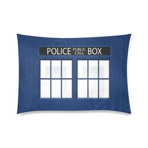 Tardis Police Box Call Booth Dr Who Pillow Case 30&quot; x 20&quot; (2 Sides) - £18.38 GBP