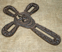 Cast Iron Country Western Inspirational Cross with Rope and Star - £13.36 GBP