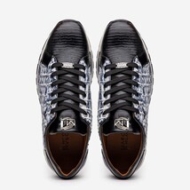 Portici Genuine Crocodile and Lizard Fashion Sneaker Newspaper / Black image 5