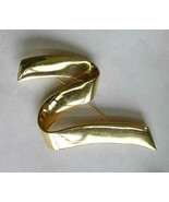 Fabulous Art Moderne Gold-tone Zig-Zag Big Brooch 1980s vintage 4 3/8&quot; - £9.83 GBP