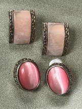 Lot of Pink Oval Moonglow Cabs in Ornate Silver &amp; Goldtone Frames &amp; Light Pink - £10.26 GBP