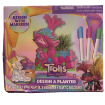 TROLLS BAND TOGETHER *DESIGN A PLANTER* WITH PLASTIC SUCCULENT &amp; MARKERS... - $14.73