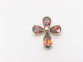 RED Cubic Zirconia CROSS Pendant in 14K Yellow Gold Vermeil on Sterling ... - £27.94 GBP