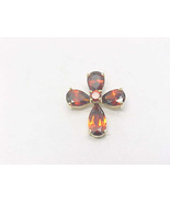 RED Cubic Zirconia CROSS Pendant in 14K Yellow Gold Vermeil on Sterling ... - $35.00