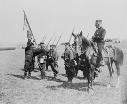 French soldiers in training with the flag of France 1914 World War I 8x1... - £6.15 GBP