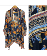 Patrons of Peace Kimono Wrap Cover Up Black Floral Festival Boho Hippie ... - $930.92 MXN