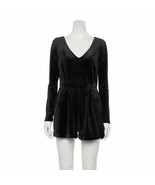 Lily Rose V-Neck Long Sleeve Velvet Romper Black Women&#39;s Jr. Sz S NWT MS... - $22.93