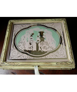 ANTIQUE  Carved Wooden Trinket JEWELRY Box with glass mirror painting - $247.50