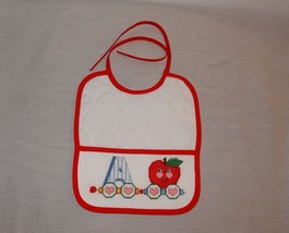 New Baby Pocket Bib A is for Apple Boy or Girl Unisex Finished Cross Stitch - £20.18 GBP