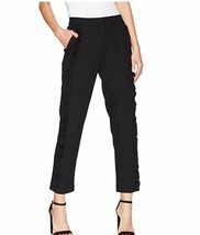 NEW Nicole Miller New York Women&#39;s Tappered Ankle Pant, Black Ruffle, 9 - £21.89 GBP