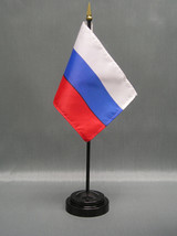 Russia Russian Mini 4&quot;x6&quot; Desk Stick Flag, With Black Plastic Stand - £7.18 GBP