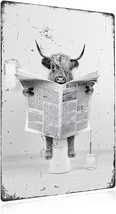 Funny Highland Cow Tin Sign, Black And White Cow Metal Sign, Cow, 8X12 Inch. - £33.46 GBP