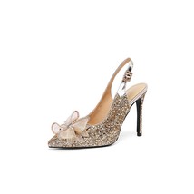 Women Sandals Stiletto High Heels Women&#39;s Shoes Sequined Pointed Toe Thin High H - £85.10 GBP