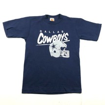 Vintage Dallas Cowboys Shirt Boys L 14-16 Blue White Logo 7 Single Stitch Helmet - £7.45 GBP