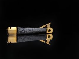Solingen Gold with Black  Leather  V-Cut cigar cutter and box opener NIB image 7