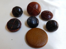 Vintage lot of 7 leather buttons mixed size  - £14.02 GBP