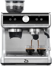 Espresso Machine w Grinder, 20 Bar Automatic Coffee Maker Silver AC-517EA - £151.32 GBP
