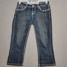 LA Idol Women&#39;s Capri Jeans Size 7 Embellished Dark Wash Denim - $31.87