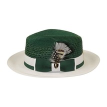 Men&#39;s Bruno Capelo Belvedere 2-Tone Straw Style Fedora Hat BD953 Emerald... - $1,689.20 MXN