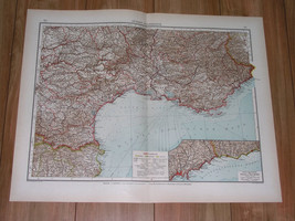 1929 Vintage Map Of French Riviera / Marseille Nice Cote D&#39;azur France Monaco - £20.14 GBP