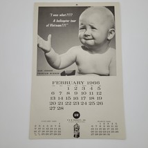 Rare 1966 K&amp;W Advertisement Bi-Fold Calendar With Funny Quotes &amp; Cute Ba... - $24.74