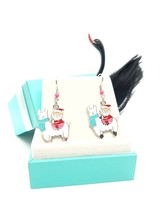Santa and Alpaca Pink Beaded Christmas Fashion Dangle Hook Earrings - £12.84 GBP