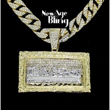 Large Last Supper Iced CZ Necklace Cuban Link 14k Gold Plated Hip Hop - £14.62 GBP+