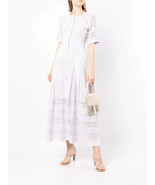 LoveShackFancy Women Edie Crochet Floral Embroidered Laced Maxi Dress Cotton XS - $135.88