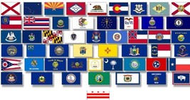 50-STATE 3&#39;x5&#39; Polyester FLAG SET PLUS D.C.--51 Polyester 3&#39;x 5&#39; Flags - £209.87 GBP