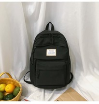 New Casual Solid Color Nylon Women Backpack Student School Bag Teenage Girls Sho - £38.48 GBP