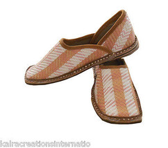 Men Shoes Indian Leather Handmade Traditional Flip-Flops Mojari Flat US 7 - $54.99