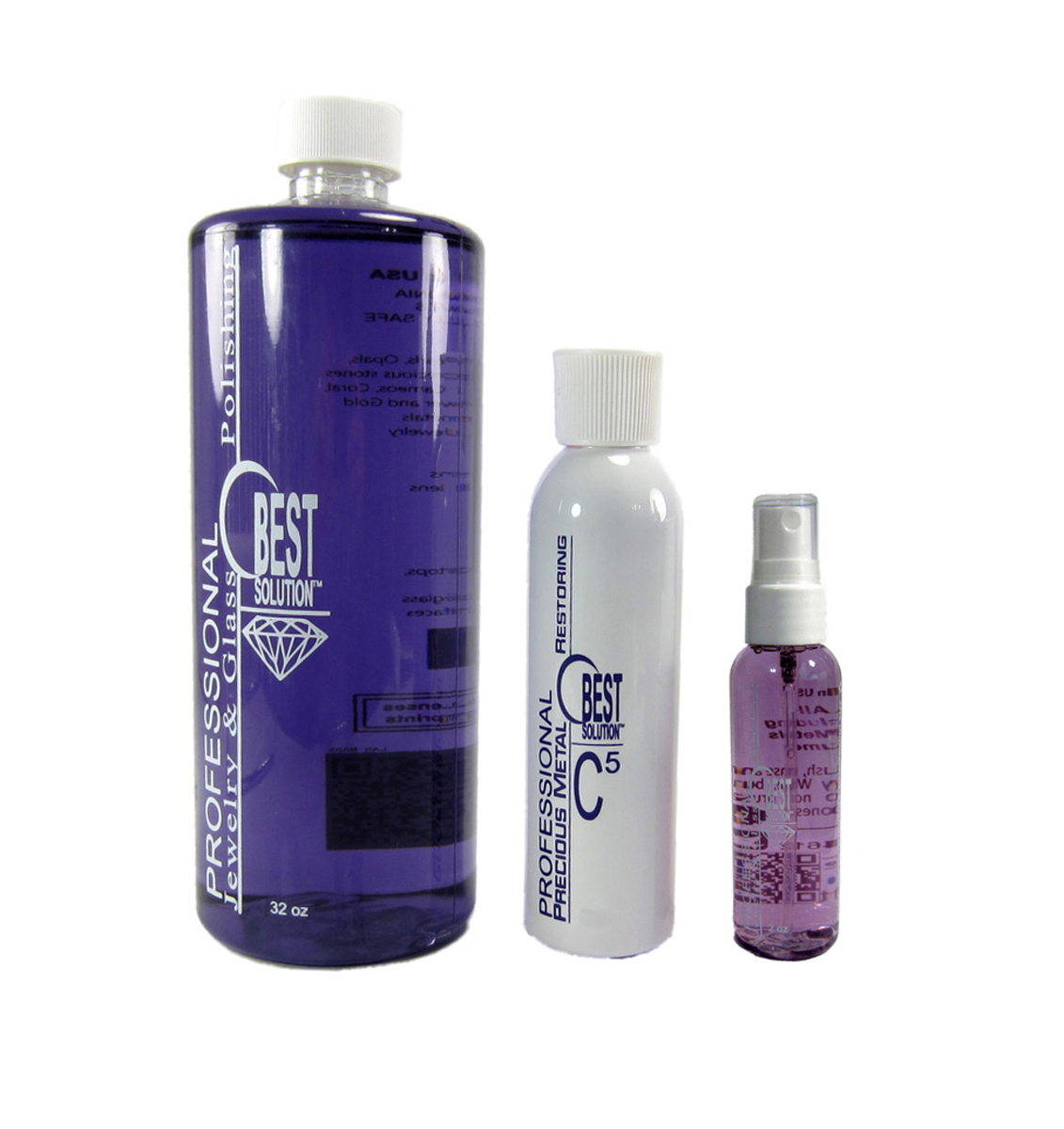 BEST SOLUTION Jewelry Cleaner 32oz Bottle, 2oz Spray w/ 8oz C5 Polish +FREE GIFT