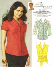 Misses Office Work Peplum Button 30 Min Top Blouse Shirt Sash Sew Pattern 14-22 - £7.85 GBP