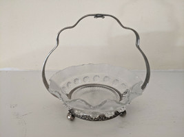 Mid Century Celtic Silver Jam Dish Nut Mint Dish Frosted Glass Made In England - £27.97 GBP