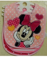 3pk Velcro Closure Bib Disney Minnie Mouse Hearts Polka Dot  - $12.99