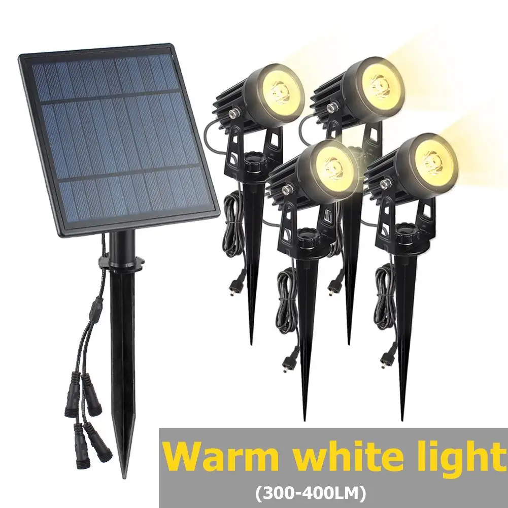 Solar Powered Spotlight 4 Warm White Lights Solar Panel 4W Outdoor Lighting scap - $193.10