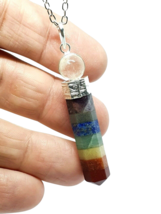 7 Chakra Necklace Quartz Crystal Pendant Chain Natural Crystal Energy Healing - £9.11 GBP