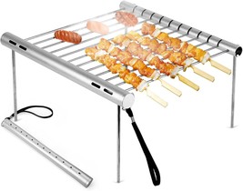Nashrio Portable Camping Grill, Folding Compact Stainless Steel, And Survival. - £25.14 GBP