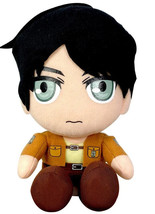 Attack On Titan Eren Yeager 7&quot; Sitting Pose Plush Doll Anime Licensed NEW - $18.66