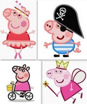 4 Peppa Pig Digitized Machine Embroidery Designs Pack Digital DOWNLOAD - £4.79 GBP