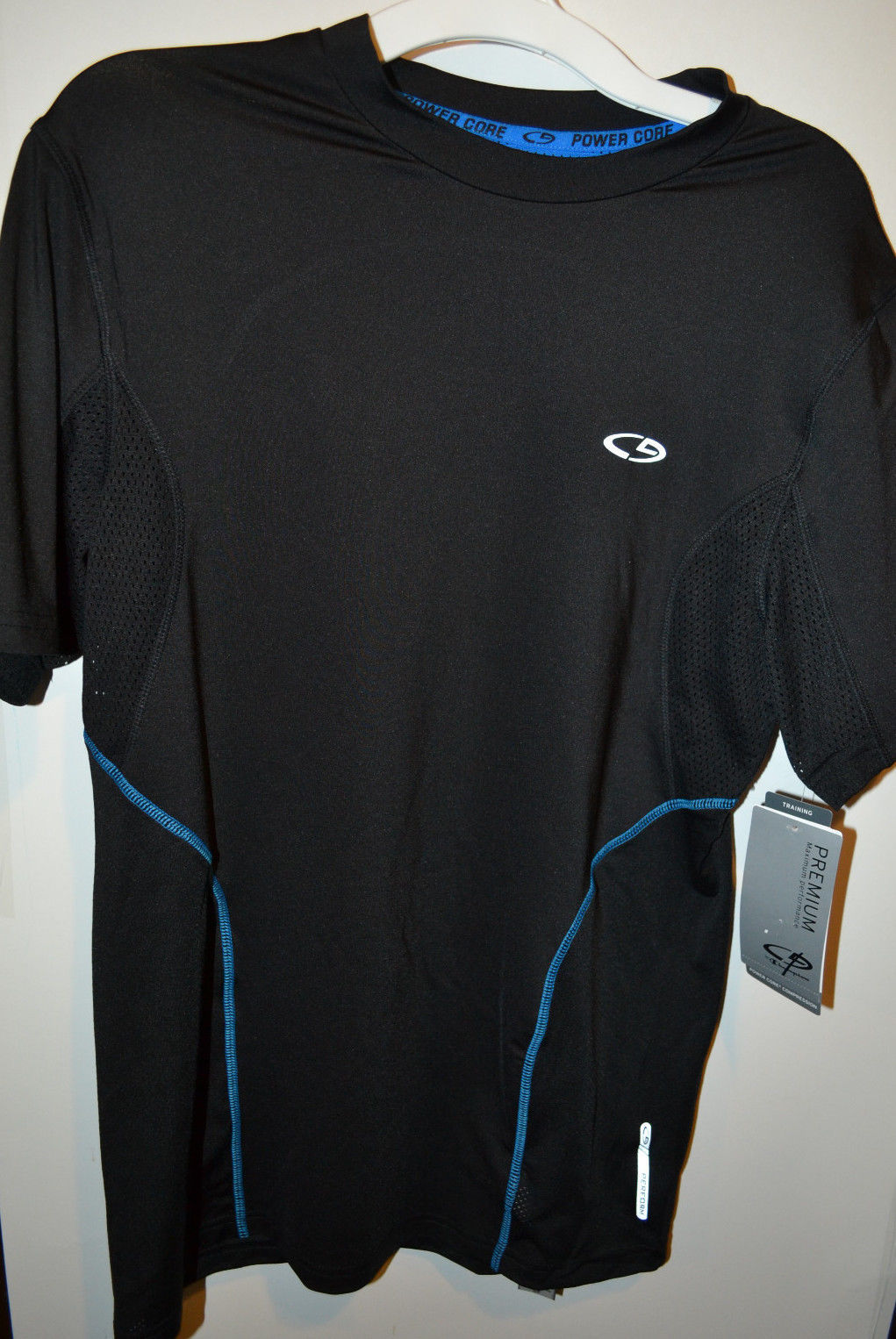 Primary image for Mens Champion Premium Training Top Size S NWT Black Blue