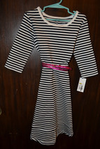 Cherokee  Girls Black Stripe Dress with Pink Belt  SIZE S  6/6X  NWT  - £6.66 GBP