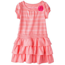  Cherokee Infant Toddler Girl Peach Knit Stripe Dress Size 18M 3T 4T  - £11.21 GBP