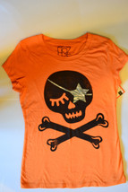 Flipz Womens Halloween Skull T Shirt Size  L Orange Nwt - £10.38 GBP